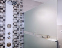 sink, bathroom, wall, indoor, plumbing fixture, shower, mirror, tap